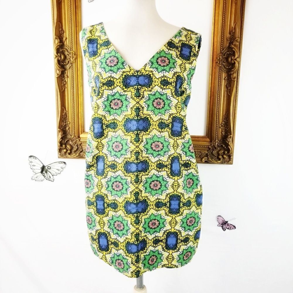 Topshop batik print shift dress size 6